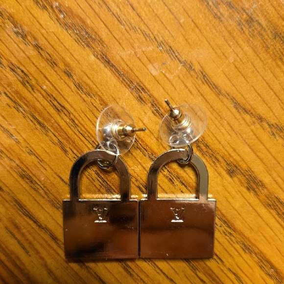 Louis Vuitton Crystal Embellished Padlock Upcycled Earrings-Pierced - Picture 3 of 4